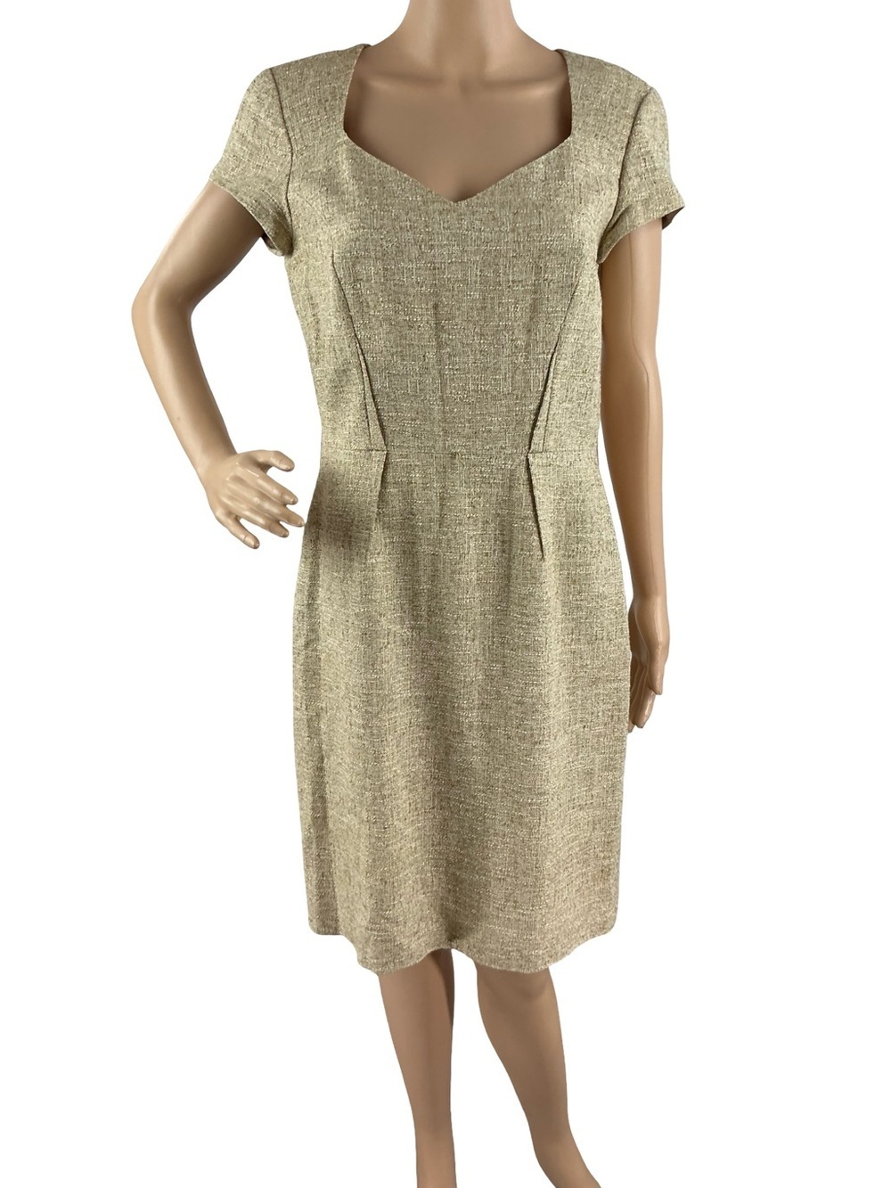 Antonio Melani Textured Sheath Dress Beige Career Work Size 6